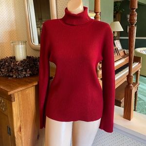 Ralph Lauren Cotton Ribbed Knit Turtleneck Top